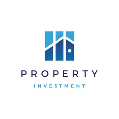house home mortgage property investment bar chart logo vector icon illustration
