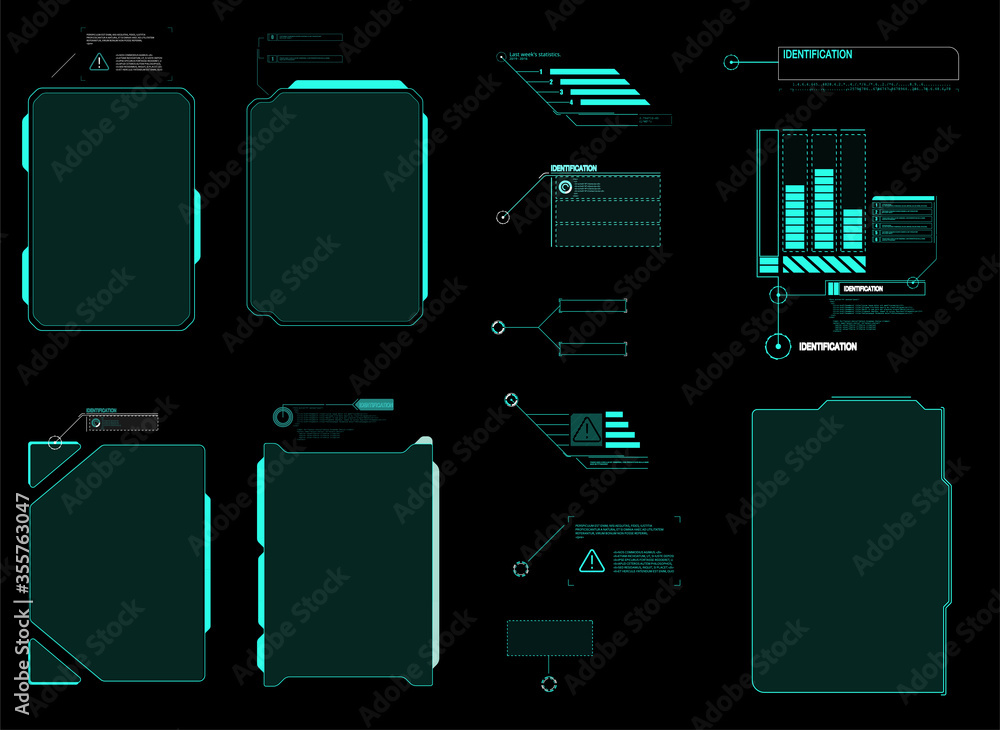 Aufkleber futuristic vector hud interface screen design. digital callouts titles. hud ui gui futuristic user i