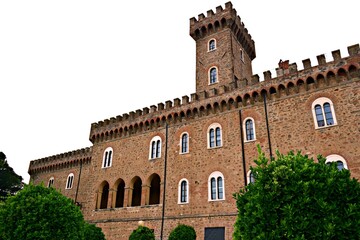 Fototapeta premium Pasquini castle of the nineteenth century in neo-medieval style located in Castiglioncello in the municipality of Rosignano Marittimo in Livorno, Tuscany, Italy