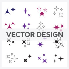 Sparkles line icons. Black sparkles symbols vector eps10