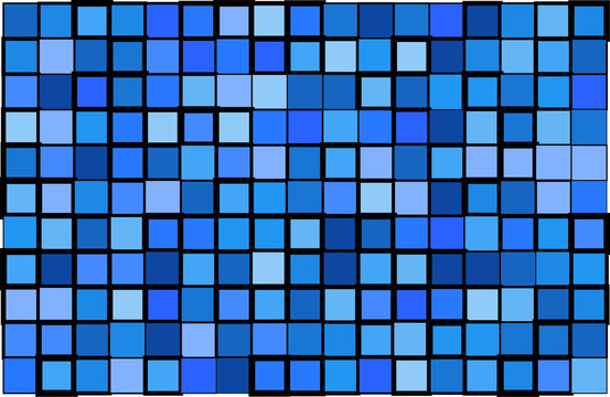 abstract blue mosaic background with black borders in different sizes