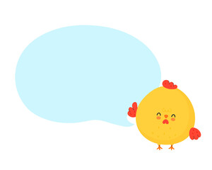 Cute funny chicken cock with speech bubble