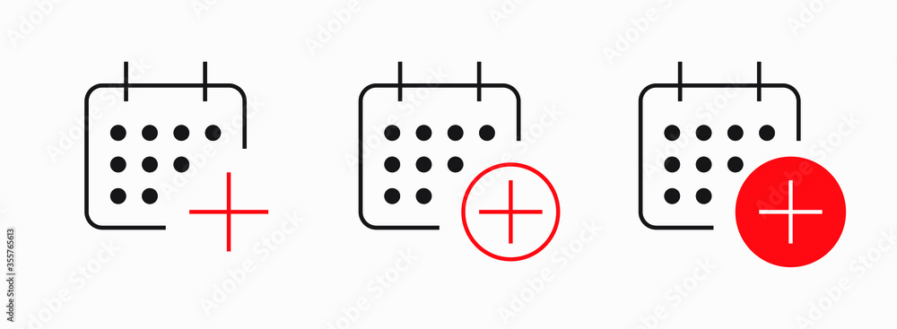 Poster сalendar with plus line vector minimalistic icon. date symbol. appointment day icon for web design. 