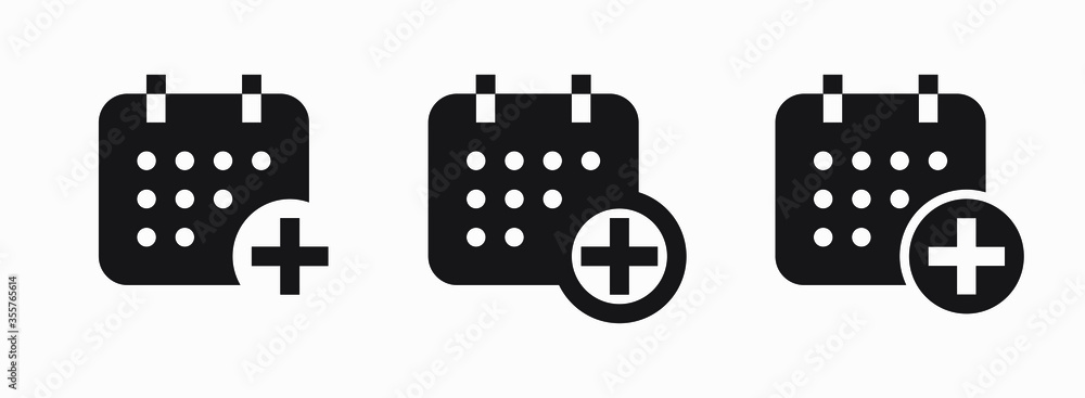 Poster сalendar with plus line vector minimalistic icon. date symbol. appointment day icon for web design. 