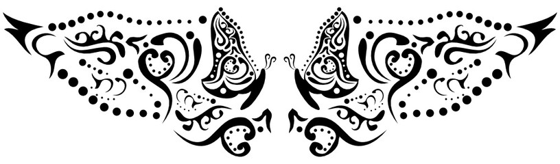 black tribal butterfly tattoo illustration in vector format 