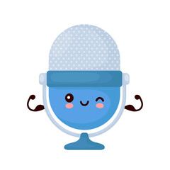 Cute happy funny studio microphone show muscle