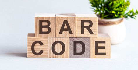 The word of BARCODE on building blocks concept on the white background, concept background.