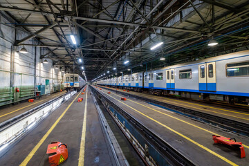 Subway train metro depot