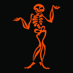 Vector illustration of an orange skeleton for Halloween