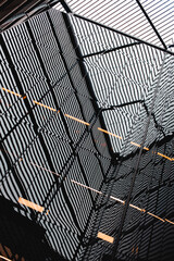 Abstract futuristic black and white lines in geometric arrangement