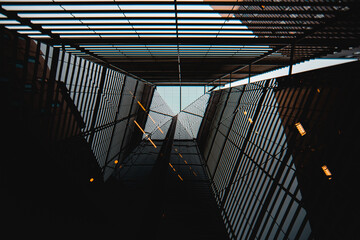 Abstract futuristic black and white lines in geometric arrangement