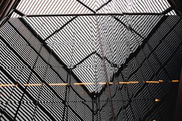 Abstract futuristic black and white lines in geometric arrangement