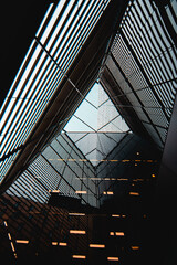 Abstract futuristic black and white lines in geometric arrangement