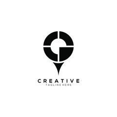 creative modern Letter G and location icon black color logo design template