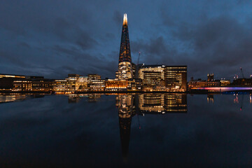 Bright night skyline of London Bridge City