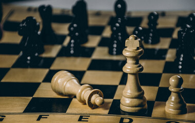 fallen closeup chess figure