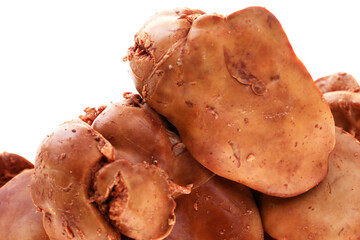 Chicken liver on a white background