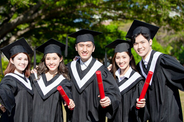 group happy graduates students