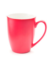 Red cup for tea, coffee and cappuccino on a white background