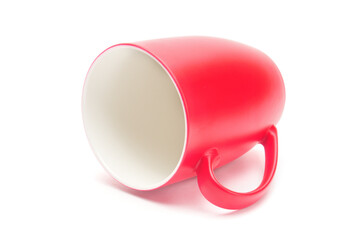 Red cup for tea, coffee and cappuccino on a white background