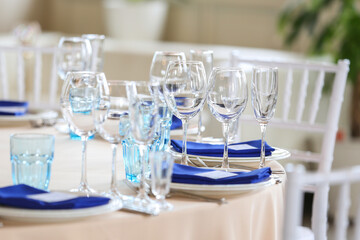 table decor with a blue accent
