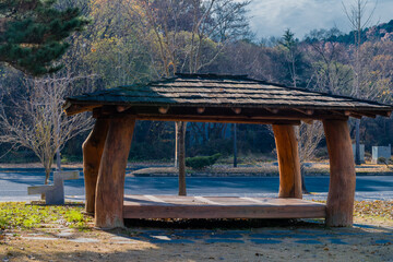 Large wooden picnic shelter