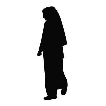 recommend clip art: a woman in chador, walking body silhouette vector