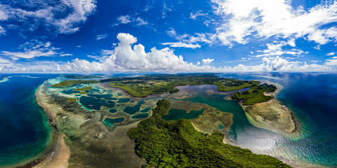 360 VR panoramic aerial shot of Coastal conservation area in Palau, Micronesia © Lightning Strike Pro