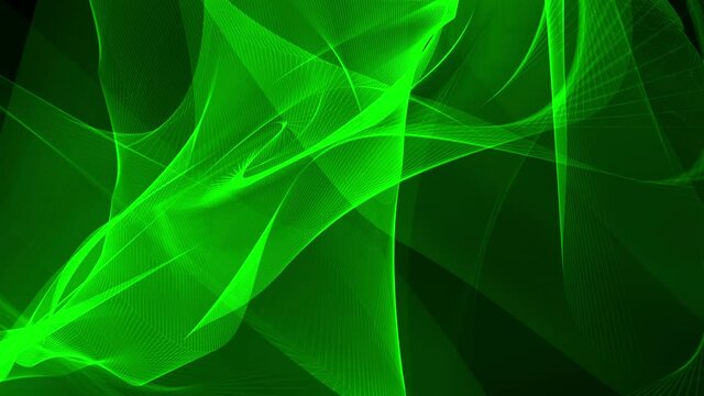 Seamless Loop Digital green mesh wave motion abstract background. 4K 3D rendering Cyber technology digital  flowing creative wire mesh sci-fi art line ribbon background.