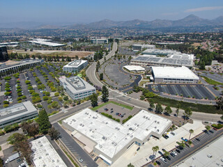 Obraz premium Aerial view to industrial zone and company office, storage warehouse in Rancho Bernardo Executive Center, California, USA.