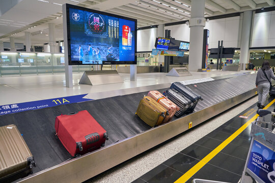 HONG KONG, CHINA - CIRCA JANUARY, 2019: baggage claim area in Hong Kong International Airport.