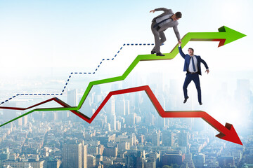 Businessman saving competitor during the crisis