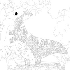 Fototapeta premium Coloring book for children with a dinosaur in cartoon style, tyrannosaurus