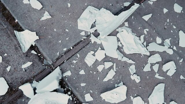 broken plaster falling
