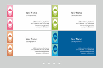 Set of simple multicolor business card templates.