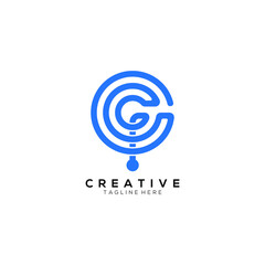 creative modern Letter G and spiral icon gradient blue darker and lighter color logo design template