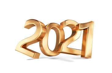 2021 golden bold letters isolated on white 3d-illustration