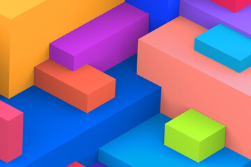 Obraz premium Abstract geometric cubic colorful background. isometric 3d render.