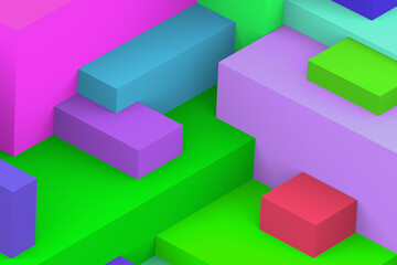 Obraz premium Abstract geometric cubic colorful background. isometric 3d render.