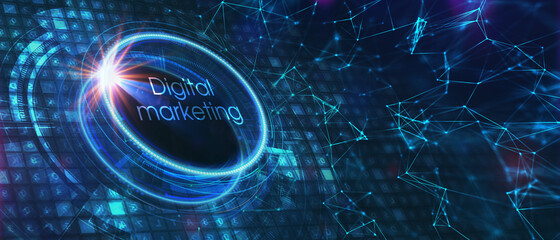 Fototapeta premium Business, Technology, Internet and network concept. Digital Marketing content planning advertising strategy concept.