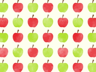 Watercolor texture background of red apples and green apples