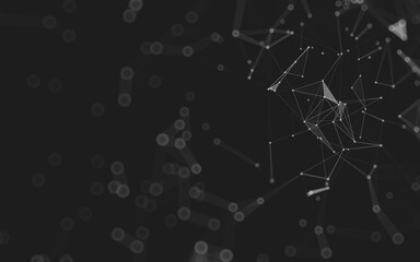 Abstract background. Molecules technology with polygonal shapes, connecting dots and lines. Connection structure. Big data visualization.