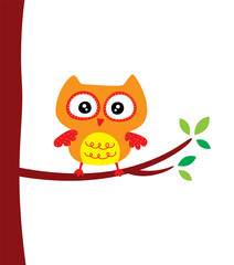 cute little owl on tree vector