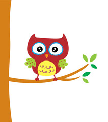 cute little owl on tree vector