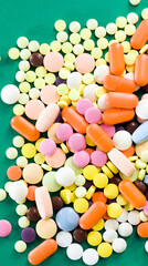 several types of multicolored pills