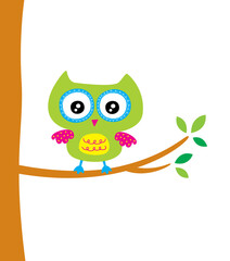 cute little owl on tree vector