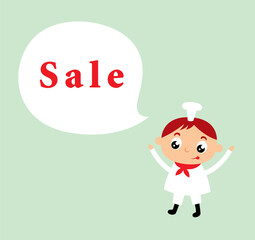 cute chef sale announcement vector
