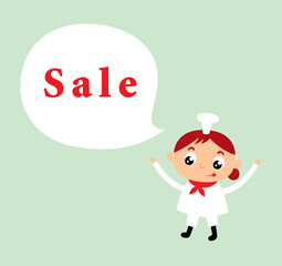 cute chef sale announcement vector