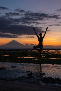 Yoga on Bali at Sunset