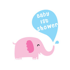 cute elephant baby shower greeting card vector